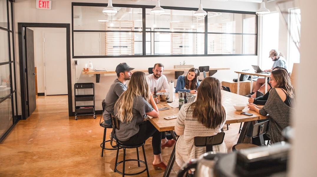 diverse team meeting in office